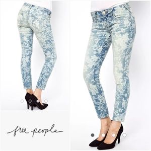 FREE PEOPLE 27 Hawaiian Floral Ankle Skinny Jeans Size 27